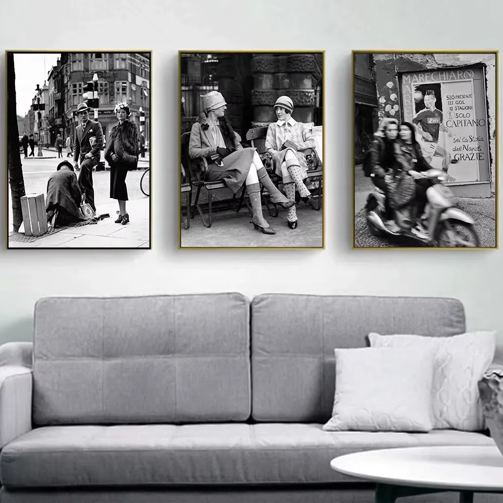 Vintage Fashion Paris - Модный черно-белый винтажный постер с фотографиями