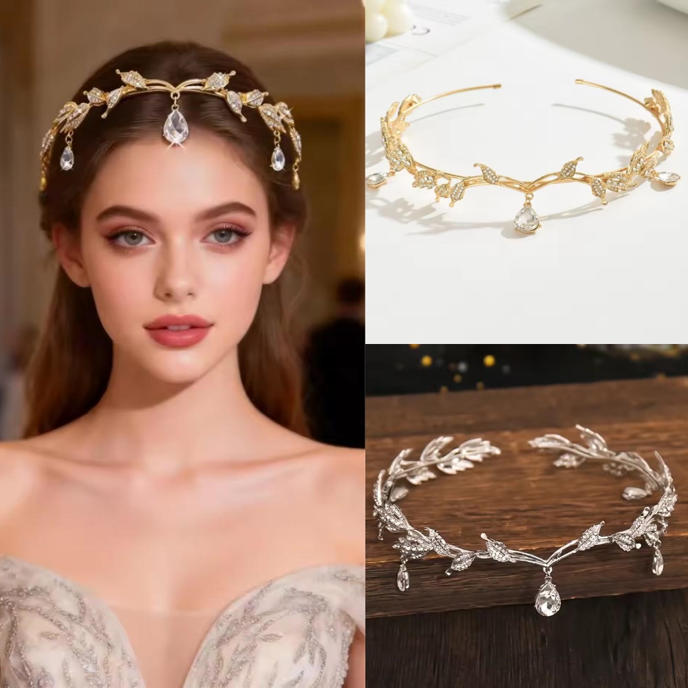 Vintage Fashion Guild - Винтажные короны-тиары с кристаллами и листьями,