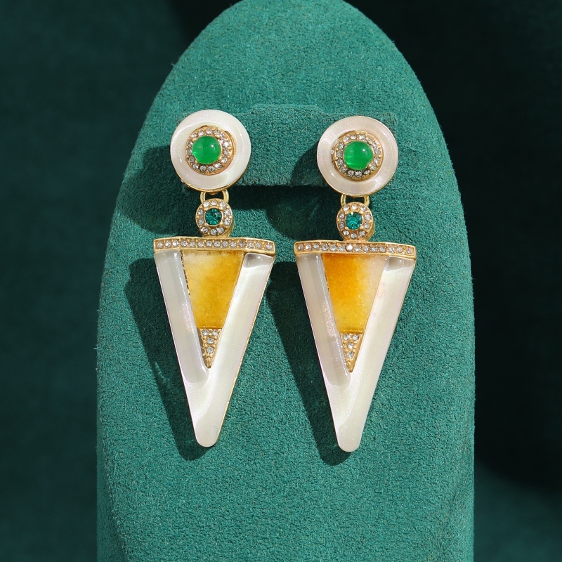 Vintage Fashion Jewelry Brands - Винтажные зеленые глазурованные серьги из белого