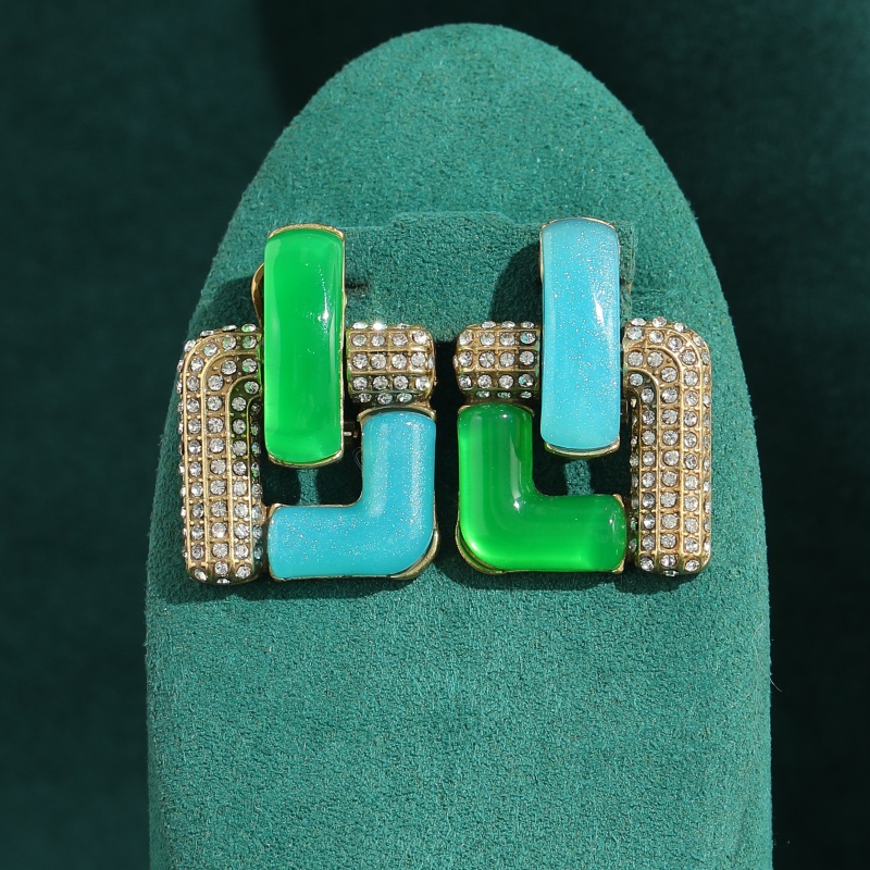 Vintage Fashion Jewelry Brands - Винтажные синие стеклянные зеленые геометрические квадратные