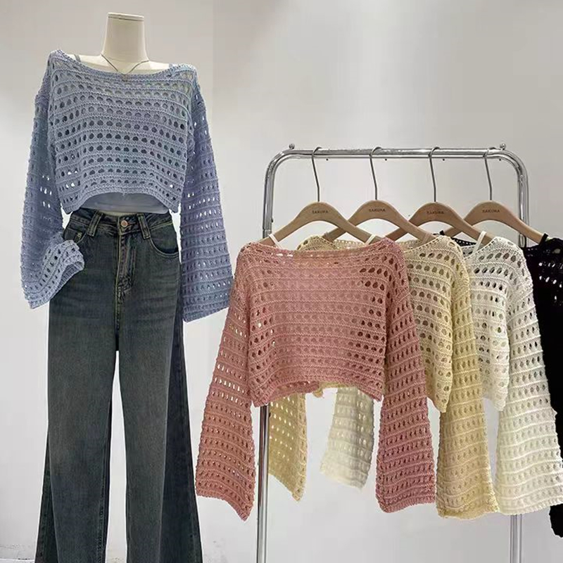 Crochet Top Boho - Вязаный крючком топ с длинным рукавом,