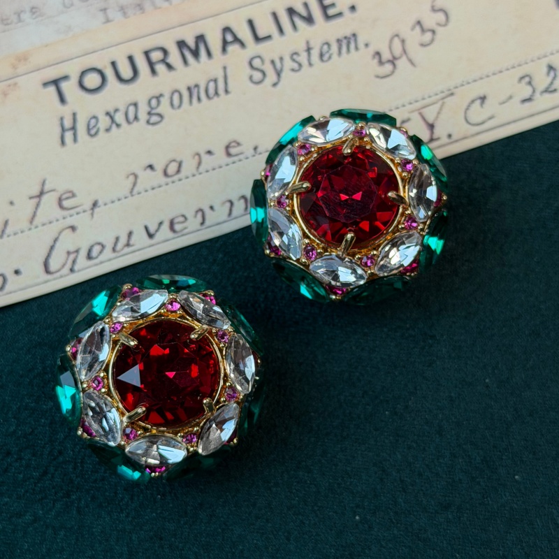Vintage Fashion Jewelry Brands - Винтажные круглые серьги с красными кристаллами