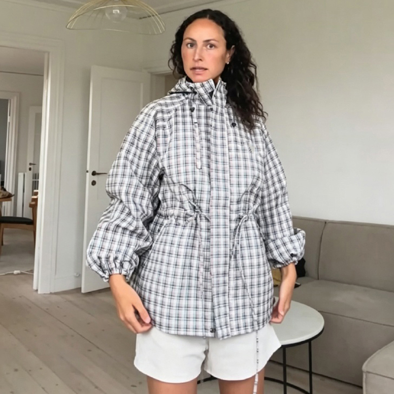 Vintage Fashion Retro Outfit - Винтажная куртка-худи в клетку с контрастными