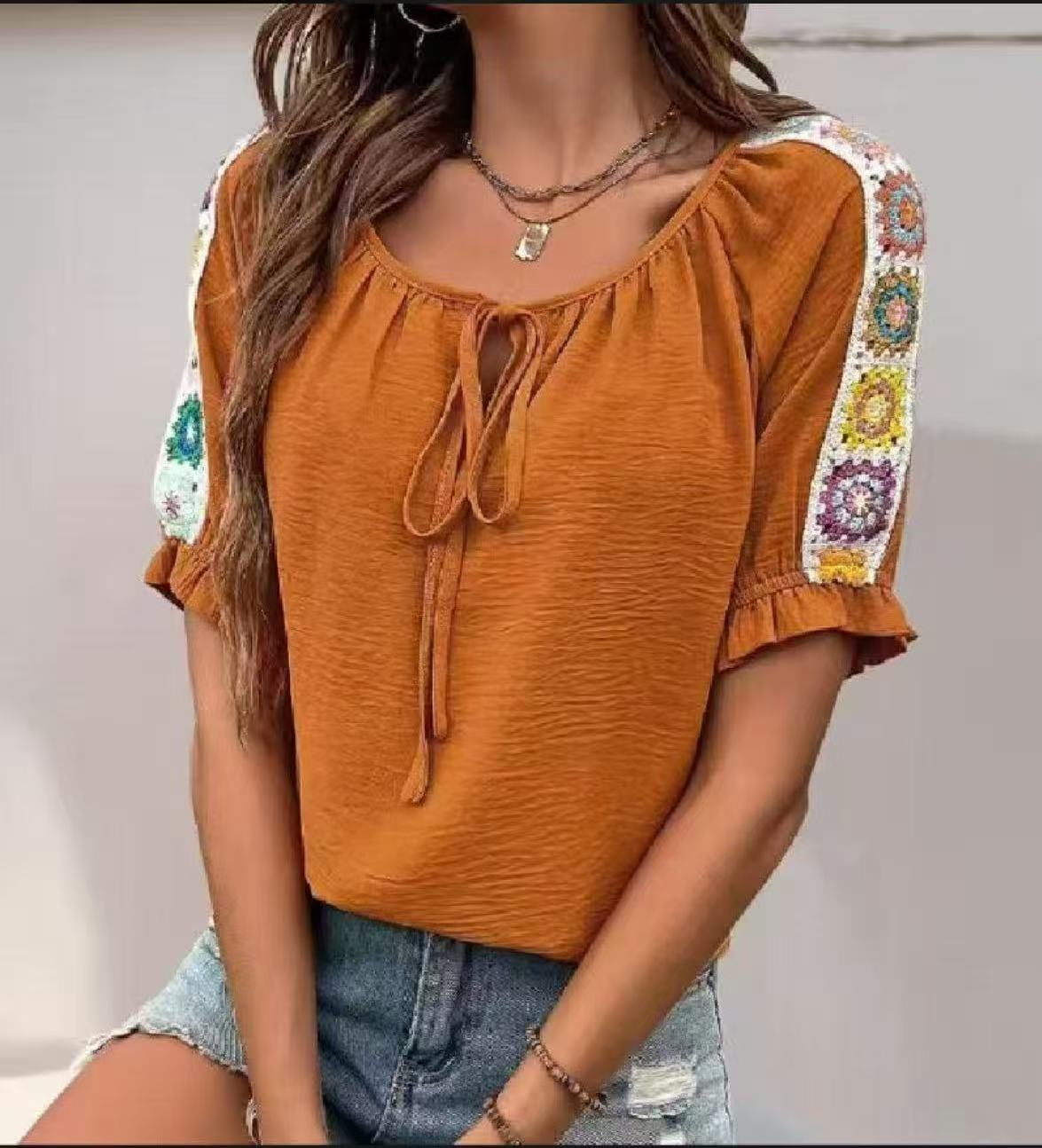 Crochet Top Boho - Бохо-блузка для женщин с завязкой на
