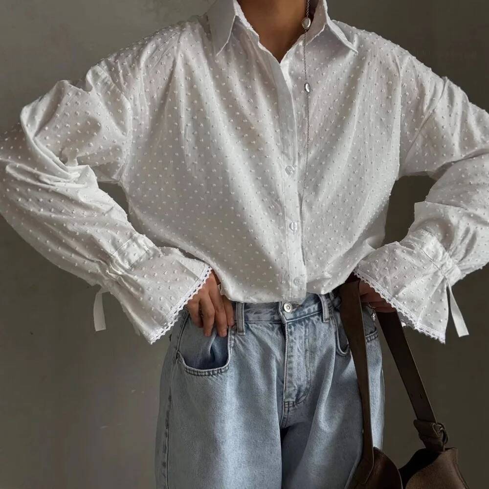 Crochet Top Boho - Однобортный кардиган, хлопковая блузка, женские белые