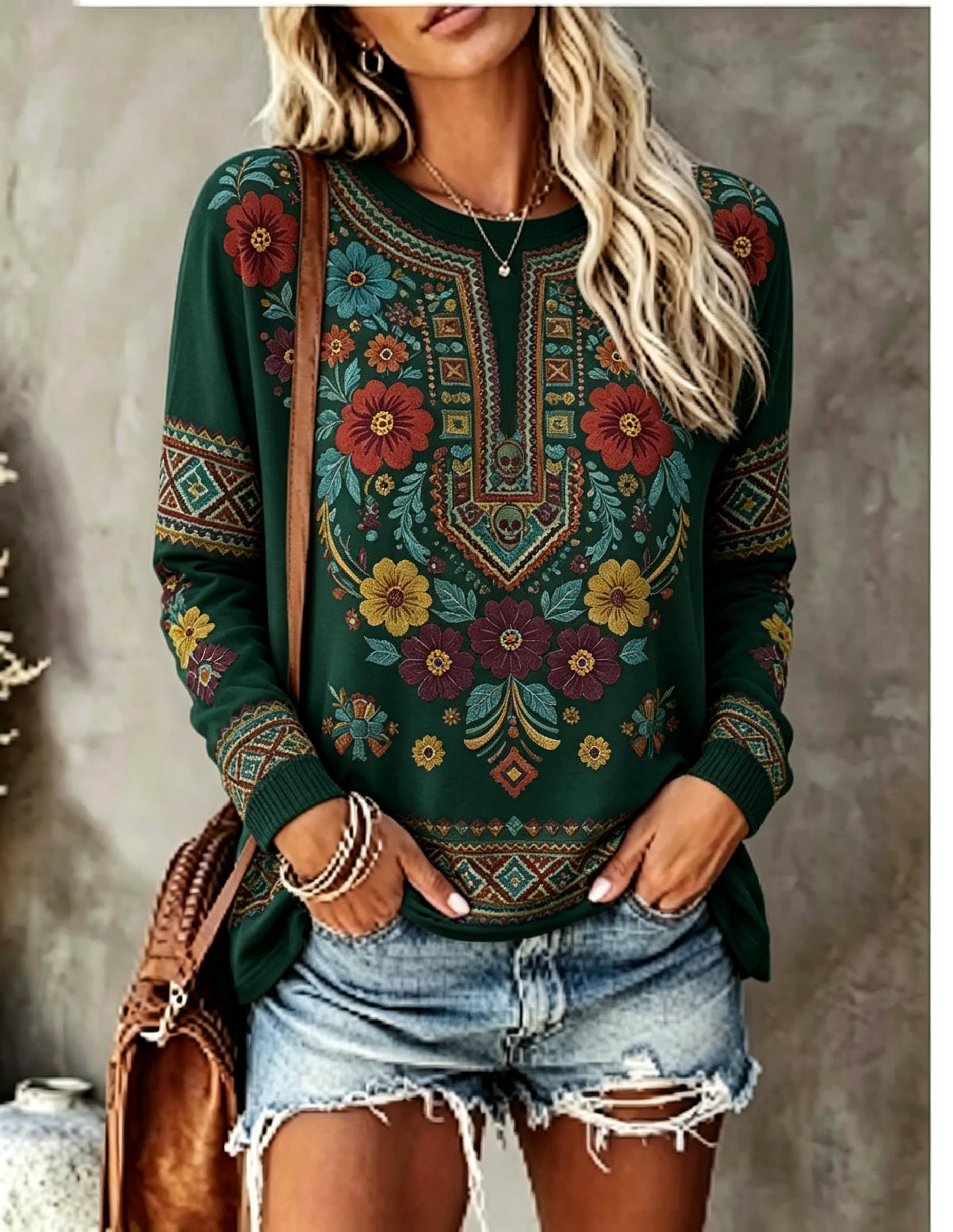 Женская футболка с круглым выр – обзор и цена Printed Floral Shirt