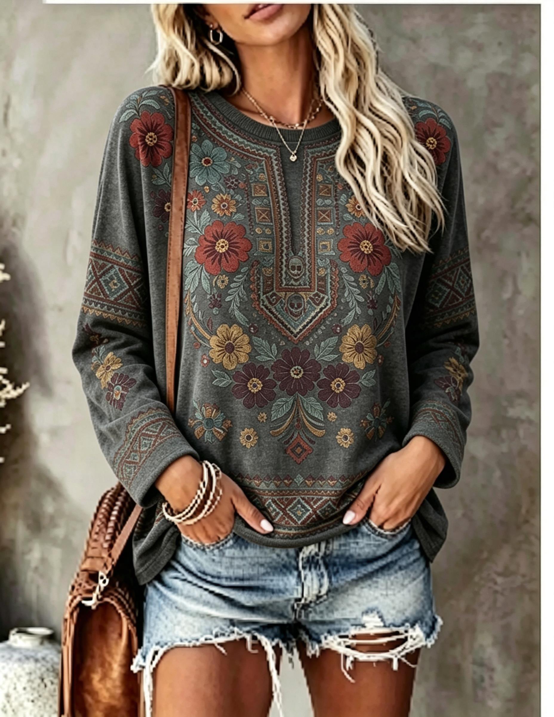 Женская футболка с круглым выр – обзор и цена Printed Floral Shirt