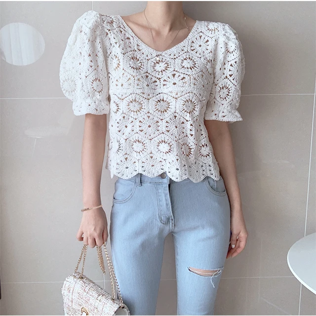 Вязаная кружевная блузка с пыш – обзор и цена Crochet Top Boho