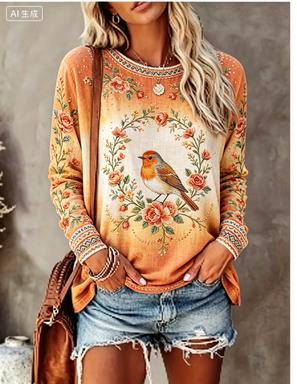 Женская футболка с длинным рук – обзор и цена Printed Floral Shirt