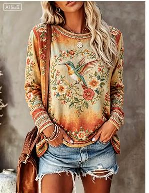 Женская футболка с длинным рук – обзор и цена Printed Floral Shirt