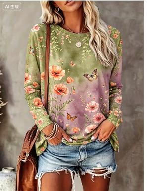 Женская футболка с длинным рук – обзор и цена Printed Floral Shirt