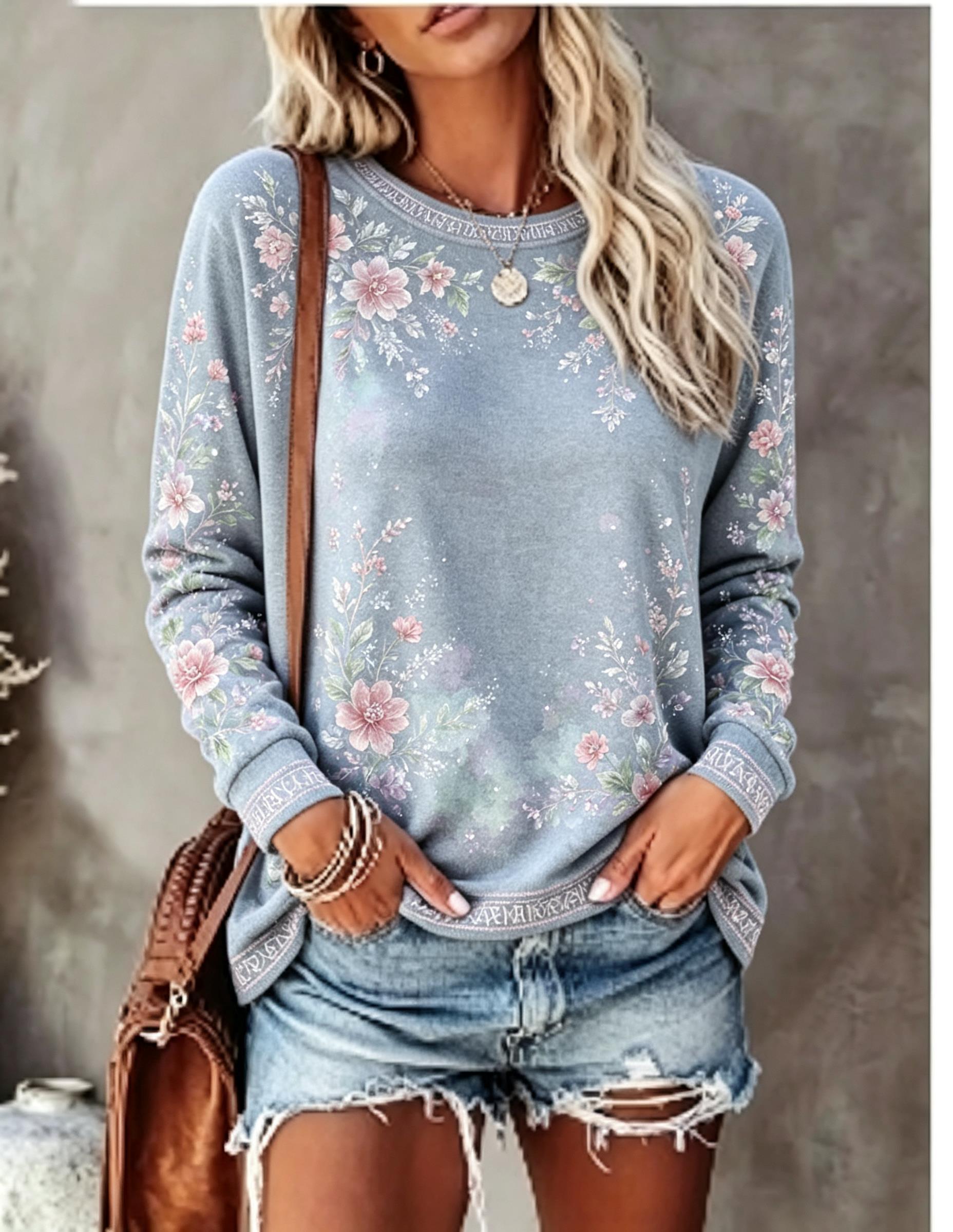 Женская футболка с круглым выр – обзор и цена Printed Floral Shirt